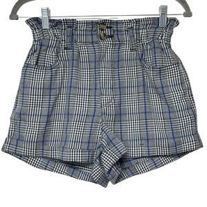 {American Eagle} Academia Plaid Elastic Waist Rolled Hem Stretch Dress Shorts